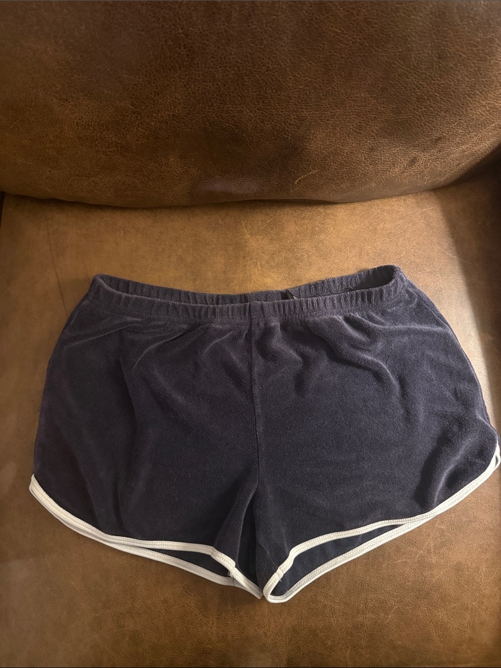 Classic Navy Terry Athletic Shorts with White Trim